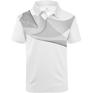 ZITY Golf Polo Shirts for Men Short Sleeve UPF 50+ Athletic Tennis T-Shirt | Machine Wash, Casual Business, Tennis, Work, Outdoor, Moisture Wicking, Quick-Drying, Breathable, Stretchy, Print Patterns(White Grey)