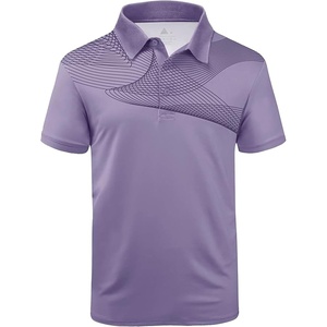 ZITY Golf Polo Shirts for Men Short Sleeve UPF 50+ Athletic Tennis T-Shirt | Machine Wash, Casual Business, Tennis, Work, Outdoor, Moisture Wicking, Quick-Drying, Breathable, Stretchy, Print Patterns(Light Purple)