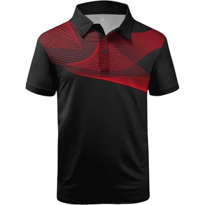 ZITY Golf Polo Shirts for Men Short Sleeve UPF 50+ Athletic Tennis T-Shirt | Machine Wash, Casual Business, Tennis, Work, Outdoor, Moisture Wicking, Quick-Drying, Breathable, Stretchy, Print Patterns(Red)