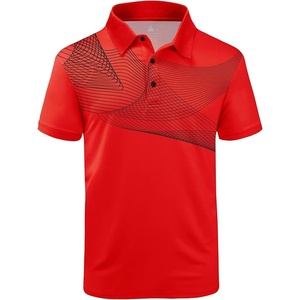 ZITY Golf Polo Shirts for Men Short Sleeve UPF 50+ Athletic Tennis T-Shirt | Machine Wash, Casual Business, Tennis, Work, Outdoor, Moisture Wicking, Quick-Drying, Breathable, Stretchy, Print Patterns(Red Black)