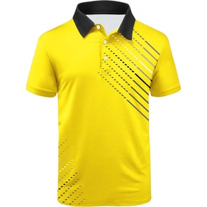 ZITY Golf Polo Shirts for Men Short Sleeve UPF 50+ Athletic Tennis T-Shirt | Machine Wash, Casual Business, Tennis, Work, Outdoor, Moisture Wicking, Quick-Drying, Breathable, Stretchy, Print Patterns(Yellow)