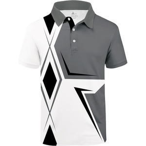 ZITY Golf Polo Shirts for Men Short Sleeve UPF 50+ Athletic Tennis T-Shirt | Machine Wash, Casual Business, Tennis, Work, Outdoor, Moisture Wicking, Quick-Drying, Breathable, Stretchy, Print Patterns(Black Dark Grey)
