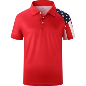 ZITY Men’s Golf Short Sleeve Moisture Wicking Polos with Print Patterns | UPF 50+,Performance Collared Tshirt,Stretchy,Lightweight,Breathable,Team Training,Tennis,Athletic,Outdoor,Camping,Business(Red)