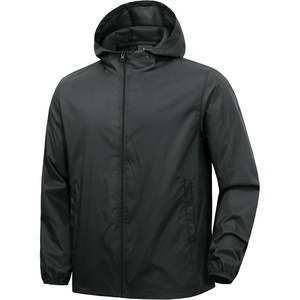 ZITY Men’s Lightweight Waterproof Rain Jacket Hooded Windbreaker Raincoat Packable for Outdoor Hiking(Dark Gray)