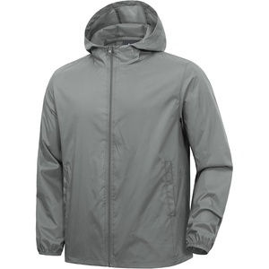 ZITY Men’s Lightweight Waterproof Rain Jacket Hooded Windbreaker Raincoat Packable for Outdoor Hiking(Light Gray)