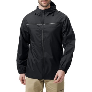 ZITY Mens Rain Jacket with Lining Waterproof Lightweight Rain Coats Packable Hooded Windbreaker for Hiking Golf Cycling(Black)
