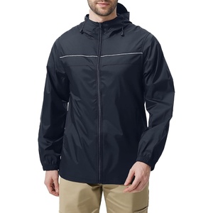 ZITY Mens Rain Jacket with Lining Waterproof Lightweight Rain Coats Packable Hooded Windbreaker for Hiking Golf Cycling(Gray Blue)