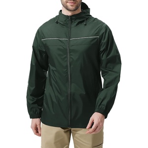 ZITY Mens Rain Jacket with Lining Waterproof Lightweight Rain Coats Packable Hooded Windbreaker for Hiking Golf Cycling(Green)