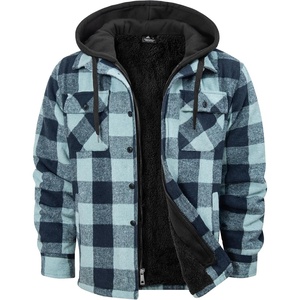 ZITY Mens Sherpa Flannel Shirt Jacket Plaid Fleece Lined Hooded Sweatshirt | Zip Front with Button Placket,Winter Warm Coat,4 Pockets,Heavyweight Thick,Party,Work,Camping,Hiking,Daily Wear,Shopping(Light Green)