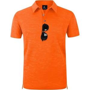 ZITY Men’s Short Sleeve Golf Polo Collared Shirts | Solid Performance Tactical Shirt, Moisture Wicking Breathable Lightweight, Work Business Tennis Daily Casual T-Shirt(Orange)