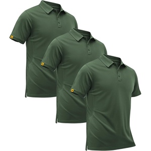 ZITY Men’s Short Sleeve Golf Polo Collared Shirts | Solid Performance Tactical Shirt, Moisture Wicking Breathable Lightweight, Work Business Tennis Daily Casual T-Shirt(A-green)
