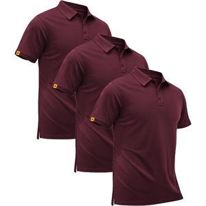 ZITY Men’s Short Sleeve Golf Polo Collared Shirts | Solid Performance Tactical Shirt, Moisture Wicking Breathable Lightweight, Work Business Tennis Daily Casual T-Shirt(A-red)