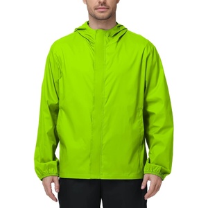 ZITY Men’s Waterproof Rain Jacket hood Lightweight Packable Rain Coats for Men Nylon Windbreaker Work Golf Hiking Cycling(Neon Green)
