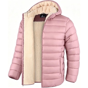 ZITY Boys Winter Coat Sherpa Fleece Lined Puffer Jacket Wind Water Resistant Hoodie Warm Outerwear for Kids(Pink)