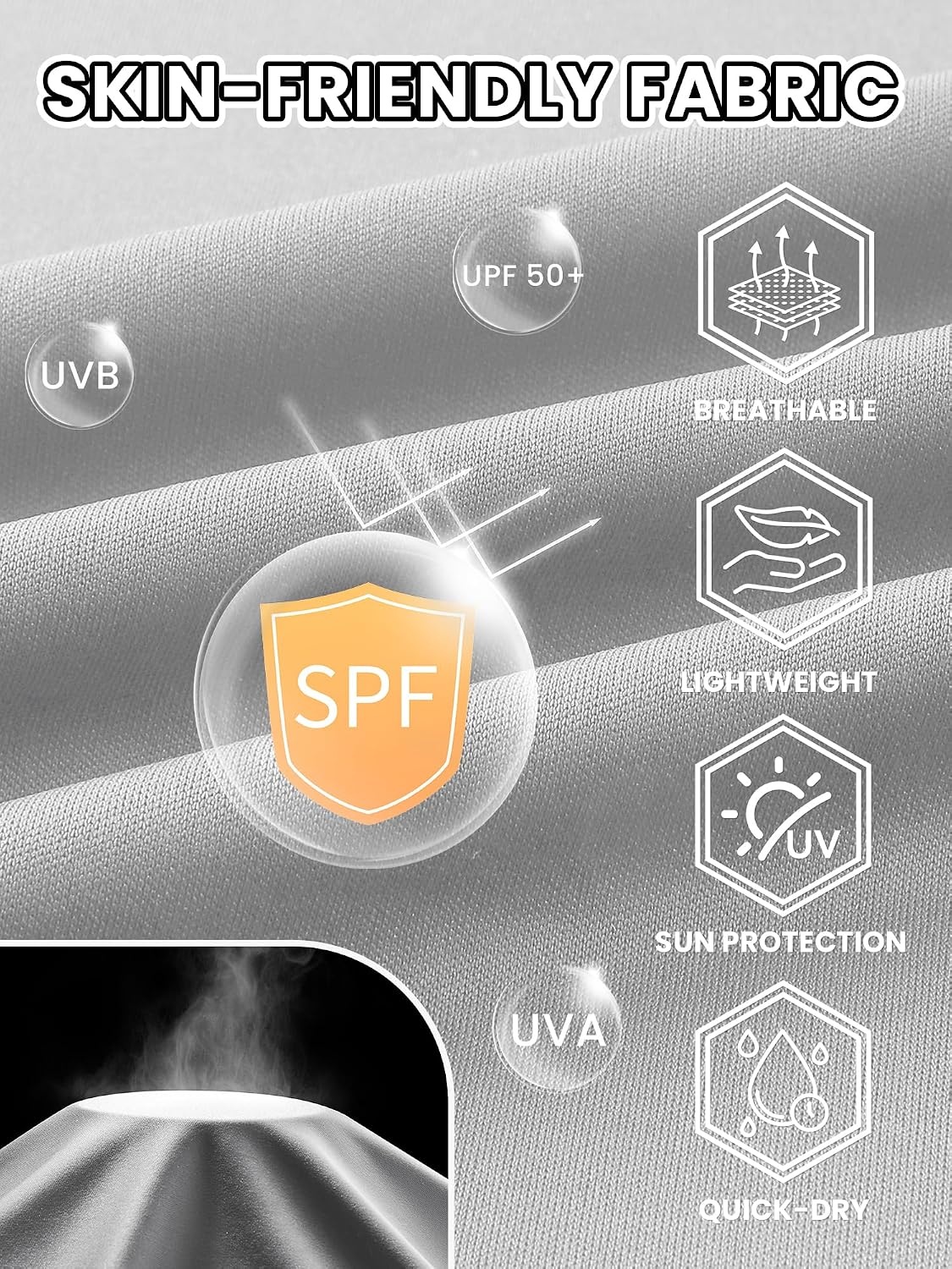 image:imageMens Long Sleeve Tee Shirts Sun Protection Fast Dry CrewNeckSunProtectionUPFUVWorkoutRunningHikingFishingCyclingCoolingMoisture WickingQuick DryAthleticLightgrayneonorangewhite