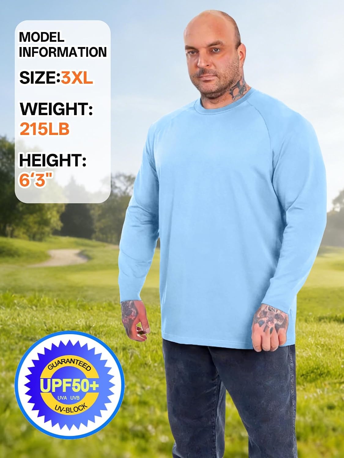 image:imageMens Long Sleeve Tee Shirts Sun Protection Fast Dry CrewNeckSunProtectionUPFUVWorkoutRunningHikingFishingCyclingCoolingMoisture WickingQuick DryAthletic3packlight Sky BlueLight GrayDark Gray