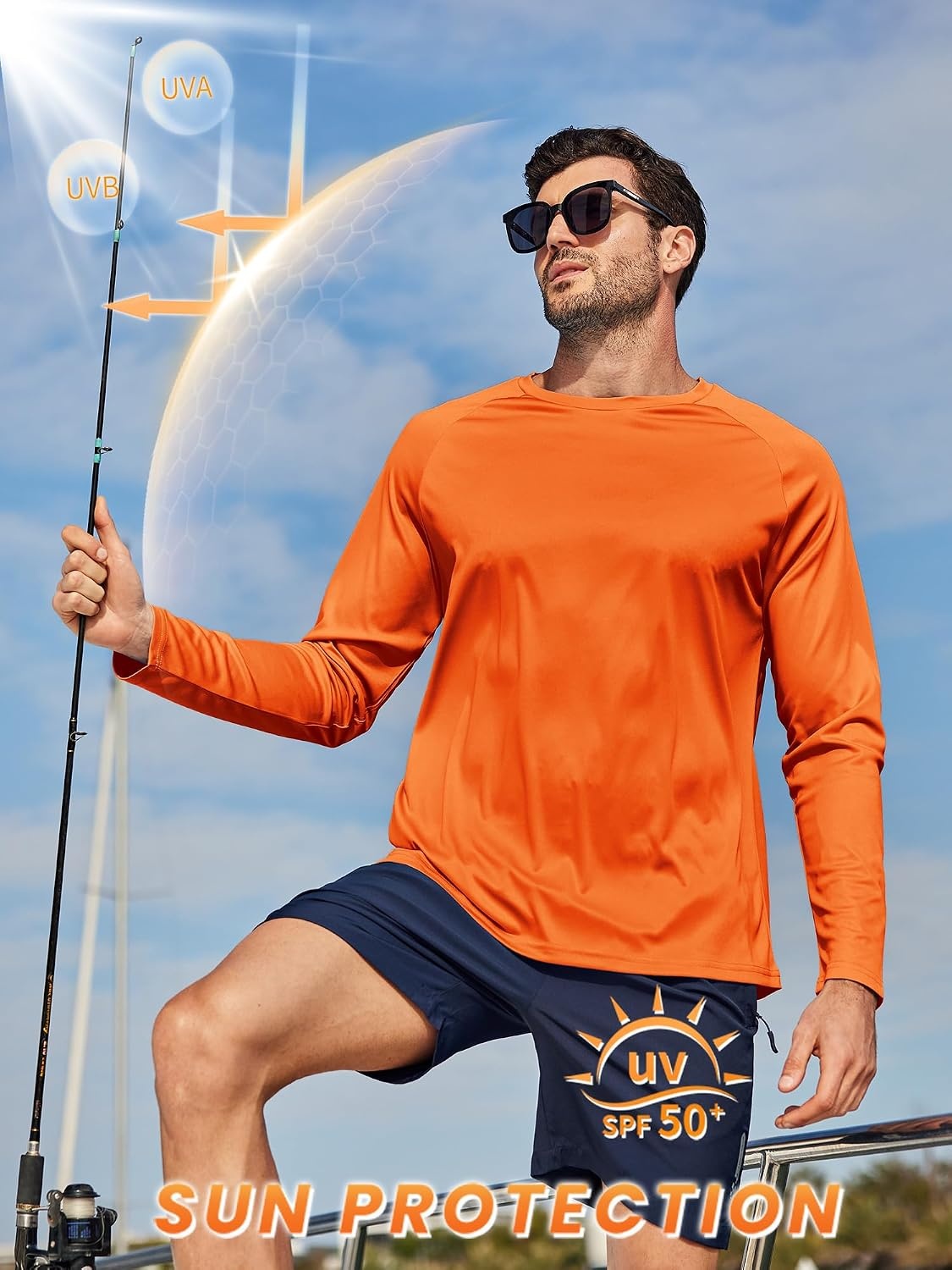 image:imageMens Long Sleeve Tee Shirts Sun Protection Fast Dry CrewNeckSunProtectionUPFUVWorkoutRunningHikingFishingCyclingCoolingMoisture WickingQuick DryAthletic3packfluorescent OrangeWhiteLight Gray