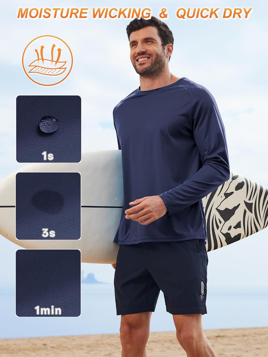 image:imageMens Long Sleeve Tee Shirts Sun Protection Fast Dry CrewNeckSunProtectionUPFUVWorkoutRunningHikingFishingCyclingCoolingMoisture WickingQuick DryAthletic3packdark BlueWhiteLight Sky Blue