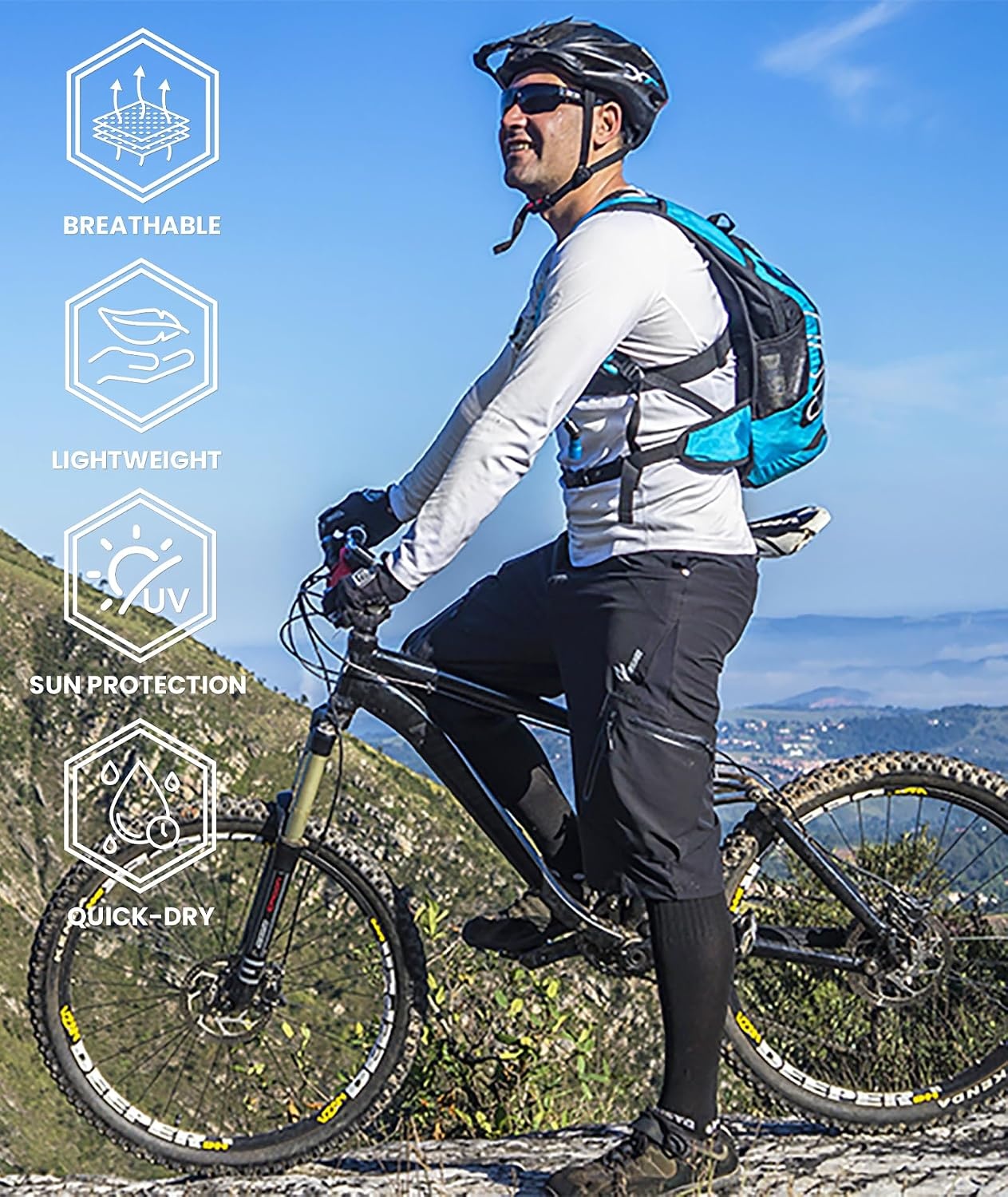 image:imageMens Long Sleeve Tee Shirts Sun Protection Fast Dry CrewNeckSunProtectionUPFUVWorkoutRunningHikingFishingCyclingCoolingMoisture WickingQuick DryAthleticWhite