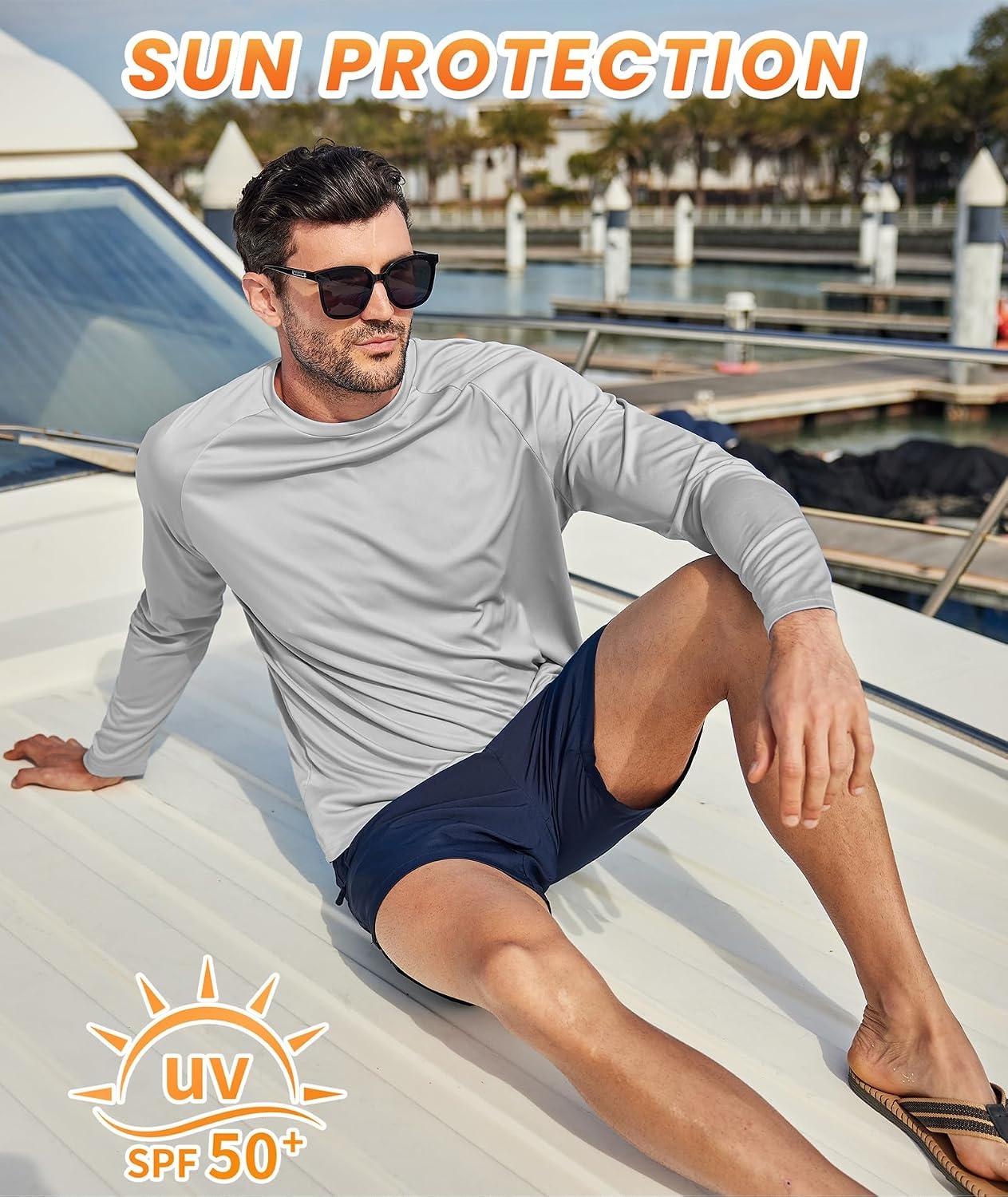 image:imageMens Long Sleeve Tee Shirts Sun Protection Fast Dry CrewNeckSunProtectionUPFUVWorkoutRunningHikingFishingCyclingCoolingMoisture WickingQuick DryAthleticLight Gray