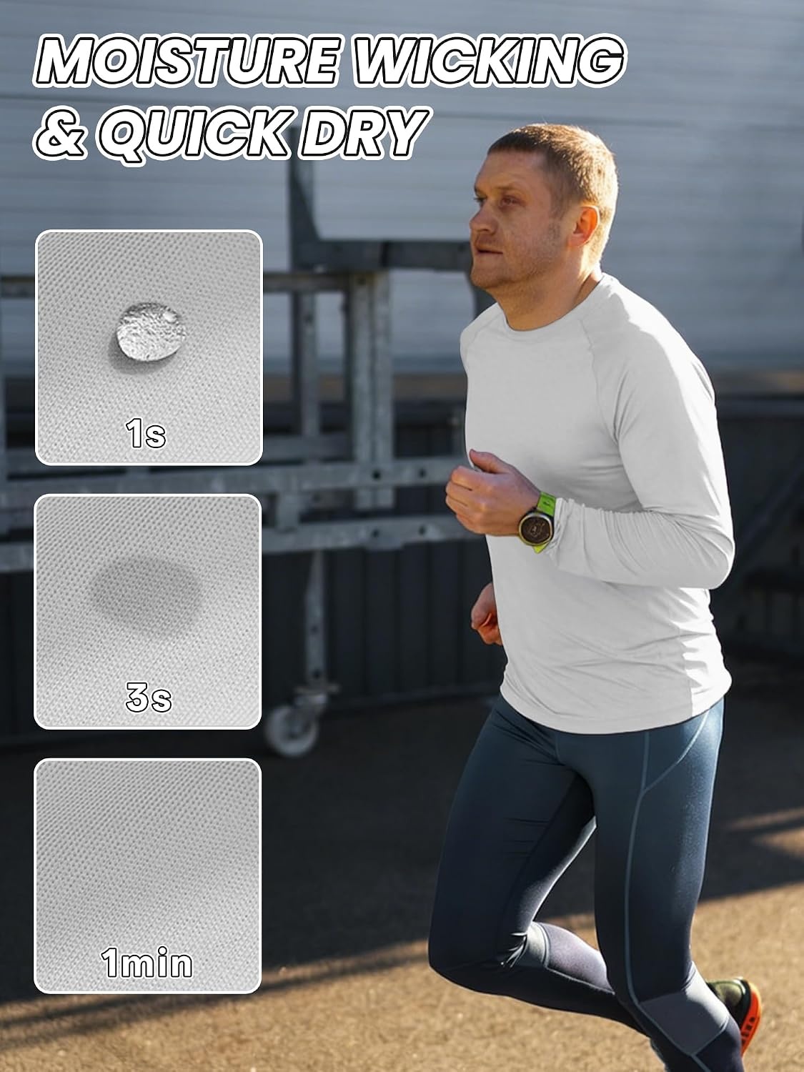 image:imageMens Long Sleeve Tee Shirts Sun Protection Fast Dry CrewNeckSunProtectionUPFUVWorkoutRunningHikingFishingCyclingCoolingMoisture WickingQuick DryAthleticLightgrayneonorangewhite