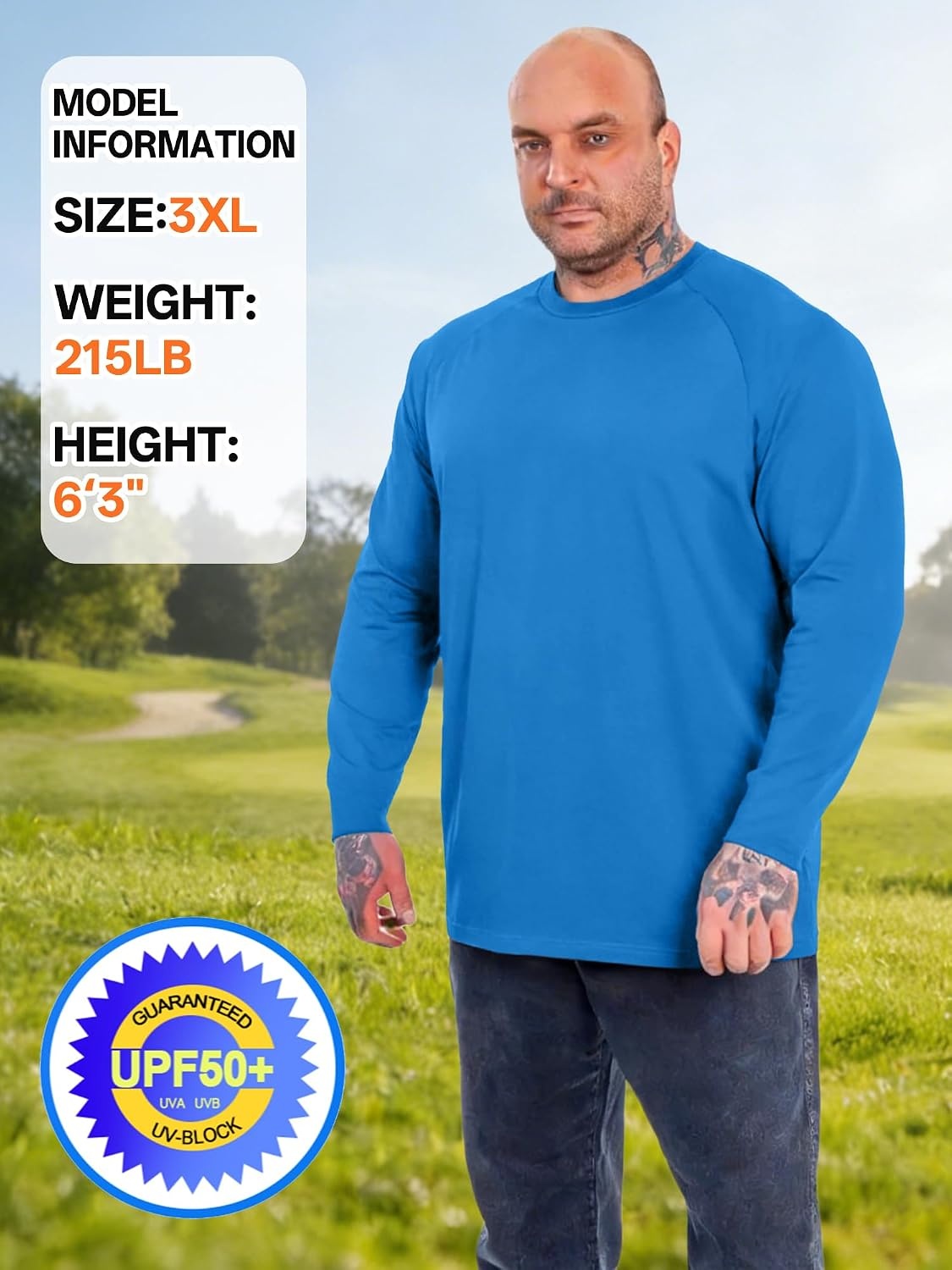 image:imageMens Long Sleeve Tee Shirts Sun Protection Fast Dry CrewNeckSunProtectionUPFUVWorkoutRunningHikingFishingCyclingCoolingMoisture WickingQuick DryAthletic3packroyal BlueLight Sky BlueLight Gray