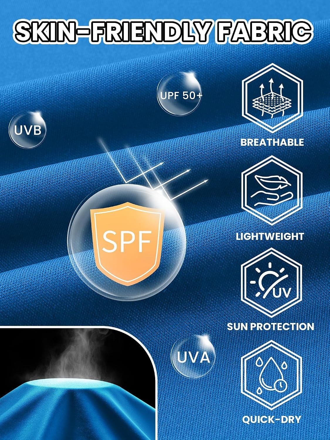 image:imageMens Long Sleeve Tee Shirts Sun Protection Fast Dry CrewNeckSunProtectionUPFUVWorkoutRunningHikingFishingCyclingCoolingMoisture WickingQuick DryAthletic3packroyal BlueLight Sky BlueLight Gray