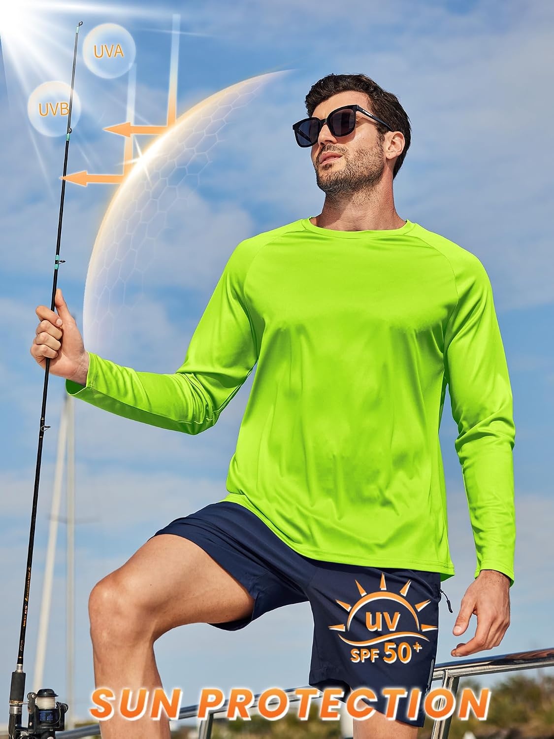 image:imageMens Long Sleeve Tee Shirts Sun Protection Fast Dry CrewNeckSunProtectionUPFUVWorkoutRunningHikingFishingCyclingCoolingMoisture WickingQuick DryAthletic3packneon GreenRoyal BlueLight Gray