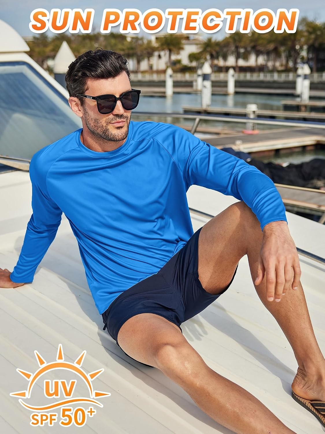 image:imageMens Long Sleeve Tee Shirts Sun Protection Fast Dry CrewNeckSunProtectionUPFUVWorkoutRunningHikingFishingCyclingCoolingMoisture WickingQuick DryAthleticRoyal Blue
