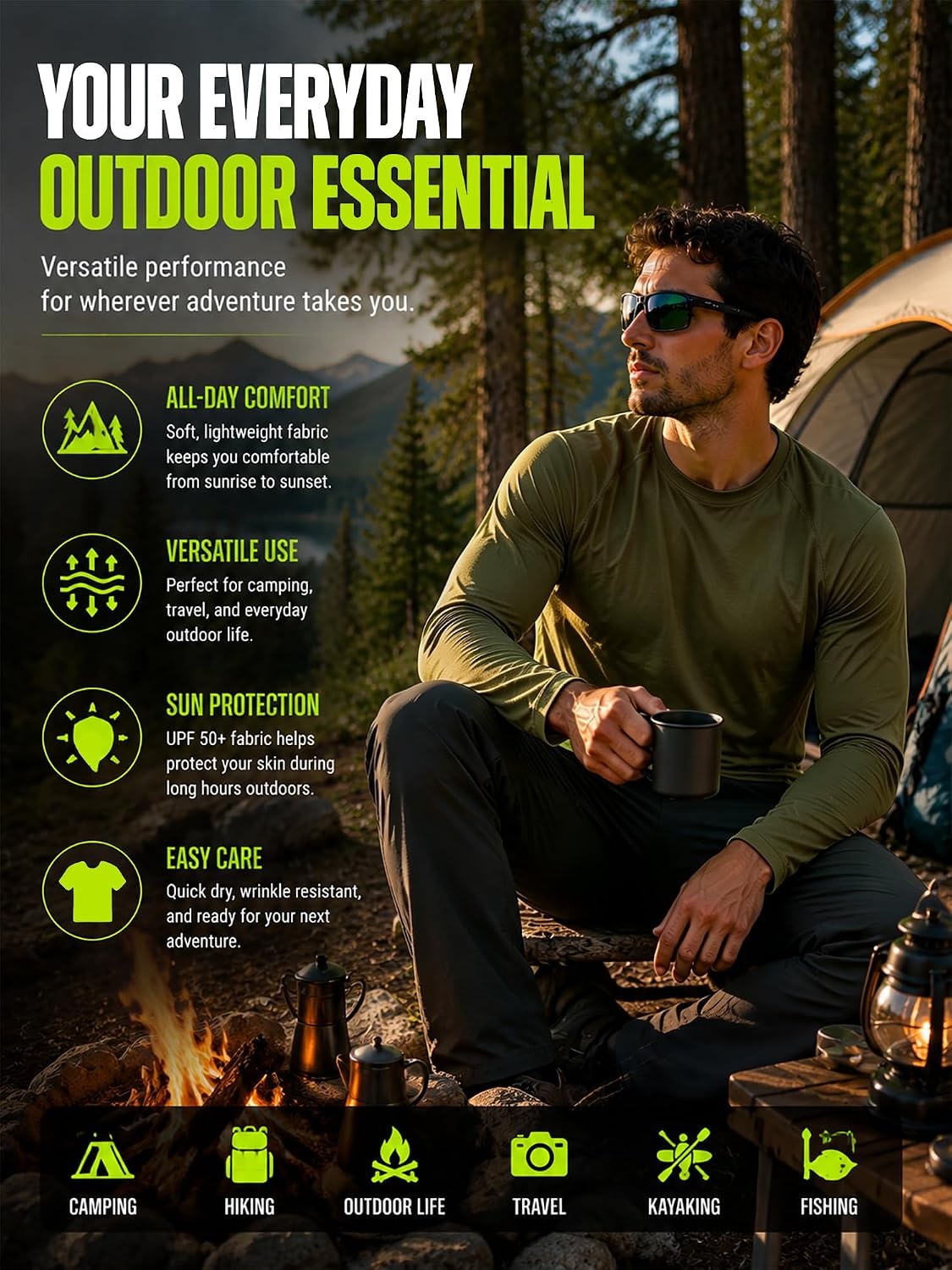 image:imageZITY 2Pack Mens Long Sleeve Tee Shirts SPF Crew NeckSun ProtectionUPFUVWorkoutRunningHikingFishingCyclingCoolingMoisture WickingQuick DryAthletic