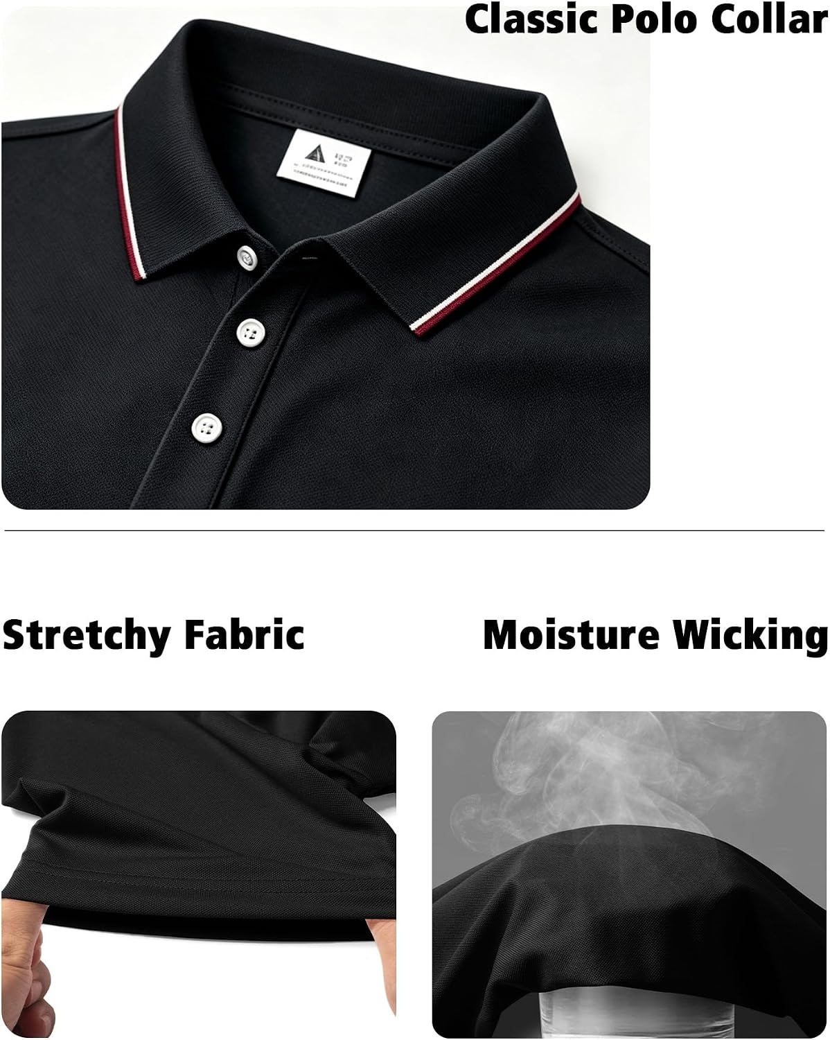 image:imageZITY 3 Pack Mens Polo Shirts Short Sleeve Casual Summer Collared Golf ShirtsBlackBlackBlack