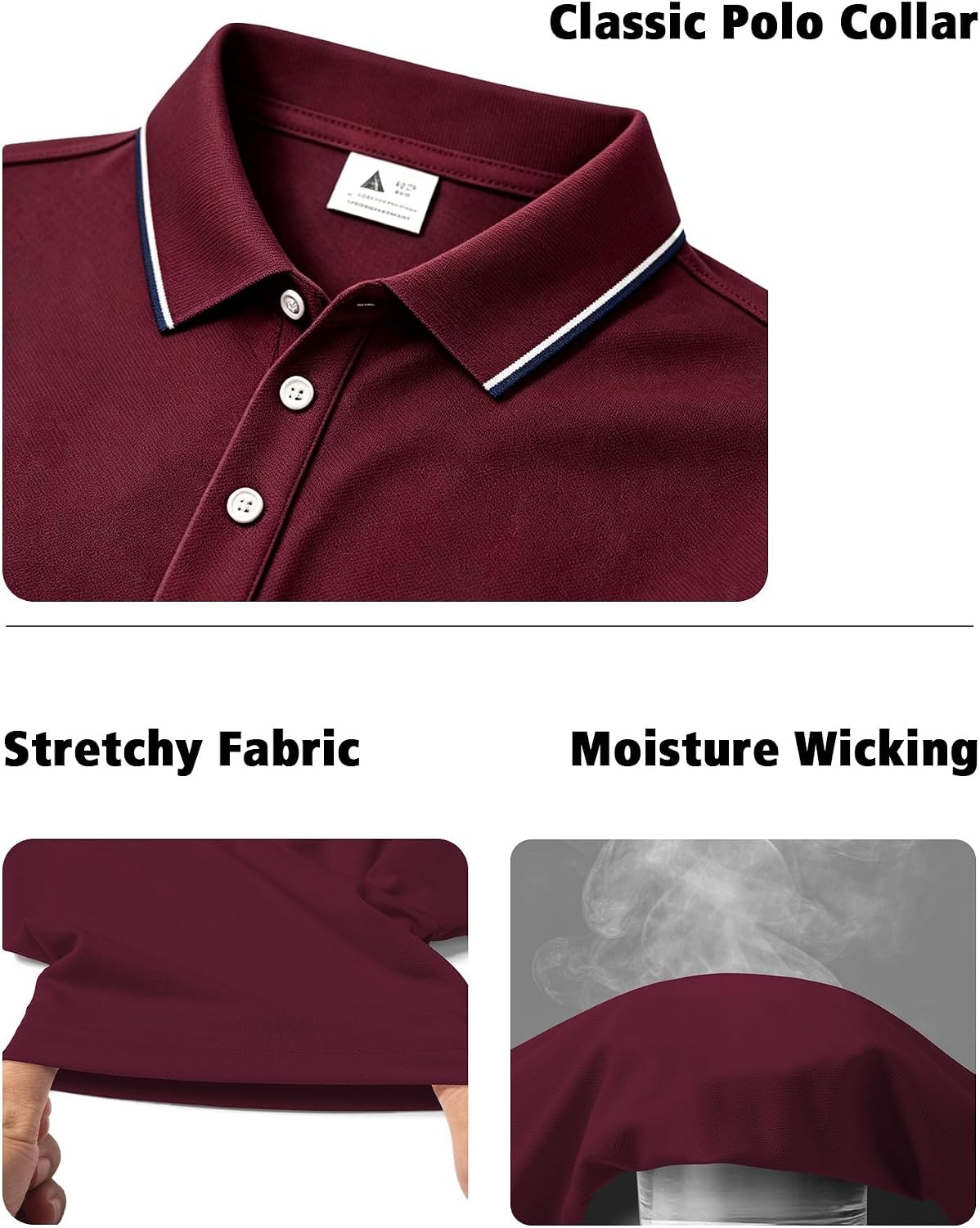 image:imageZITY 3 Pack Mens Polo Shirts Short Sleeve Casual Summer Collared Golf ShirtsBlackNavyRed