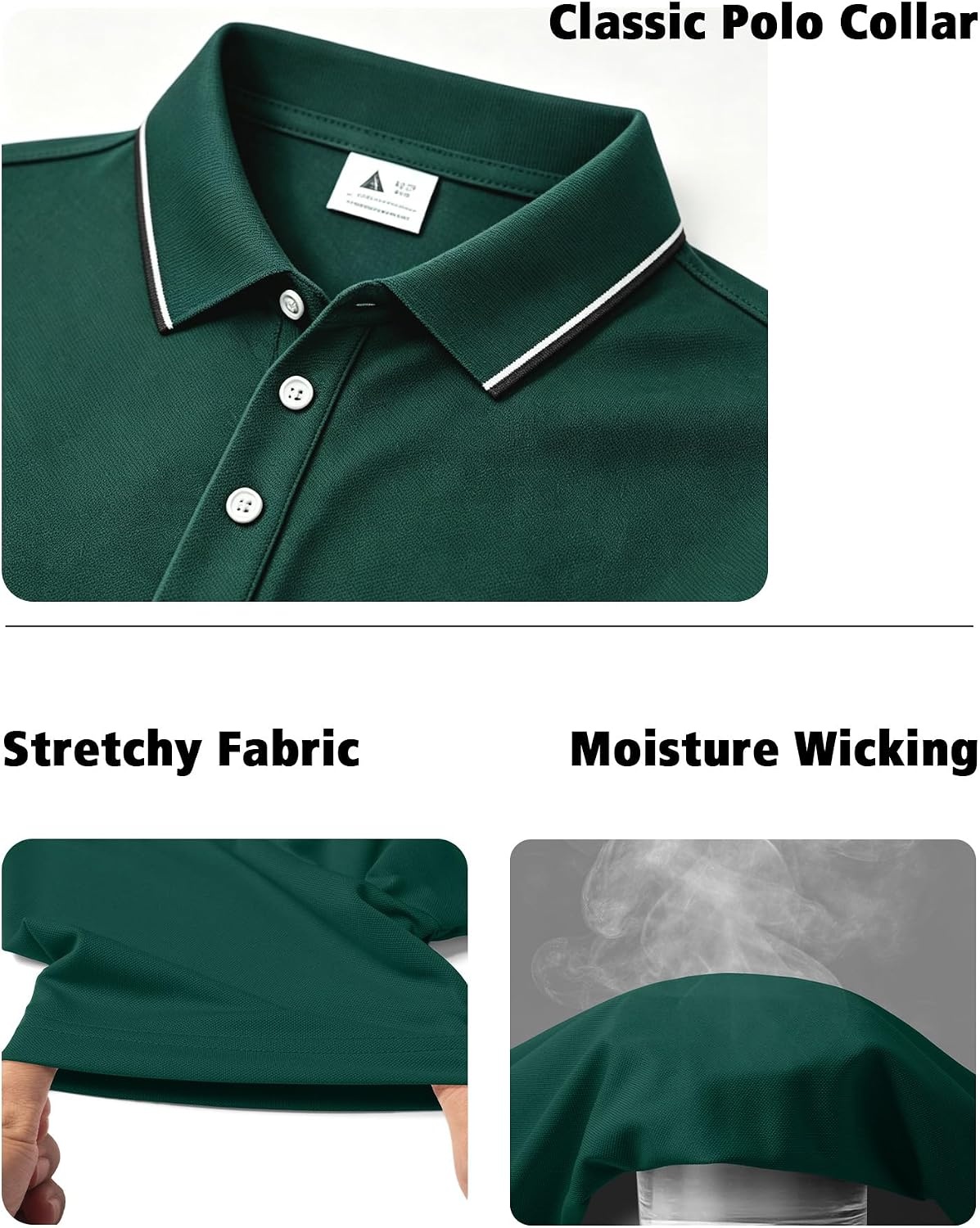 image:imageZITY 3 Pack Mens Polo Shirts Short Sleeve Casual Summer Collared Golf ShirtsNavyGreenRed