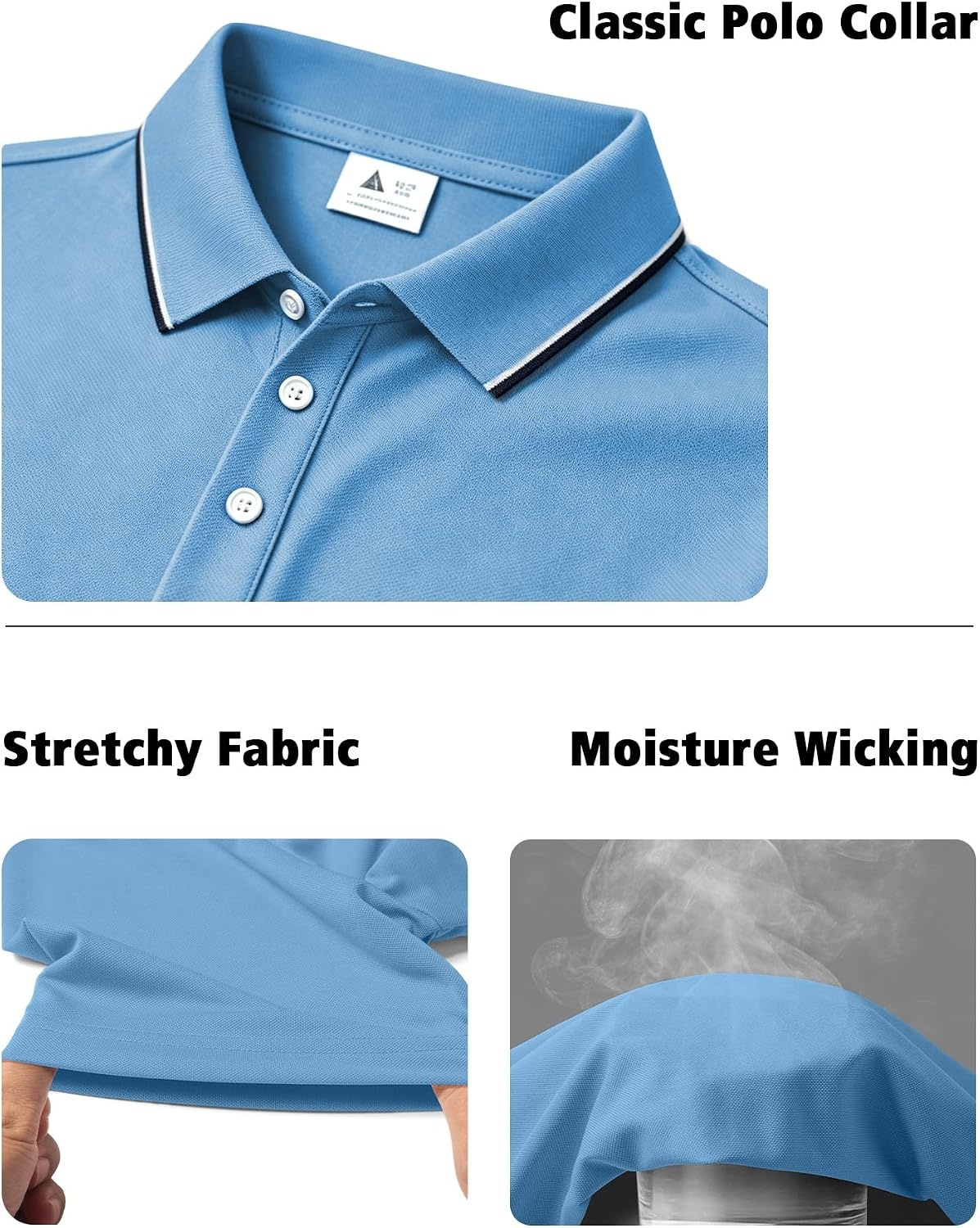 image:imageZITY 3 Pack Mens Polo Shirts Short Sleeve Casual Summer Collared Golf ShirtsNavyWhiteBaby Blue