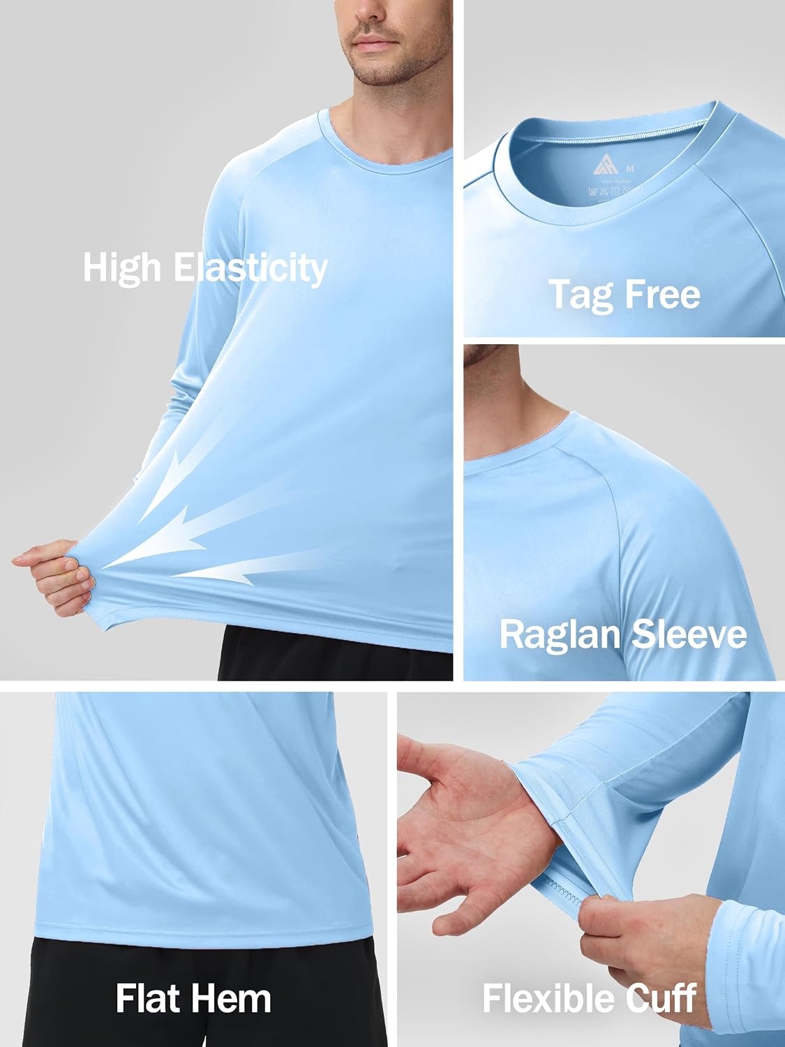 image:imageZITY 5 Pack Long Sleeve Shirts for Men UPF 50 UV Sun Protection Quick Dry Athletic Shirts for Fishing Workout Rash Guard5 Bright Green