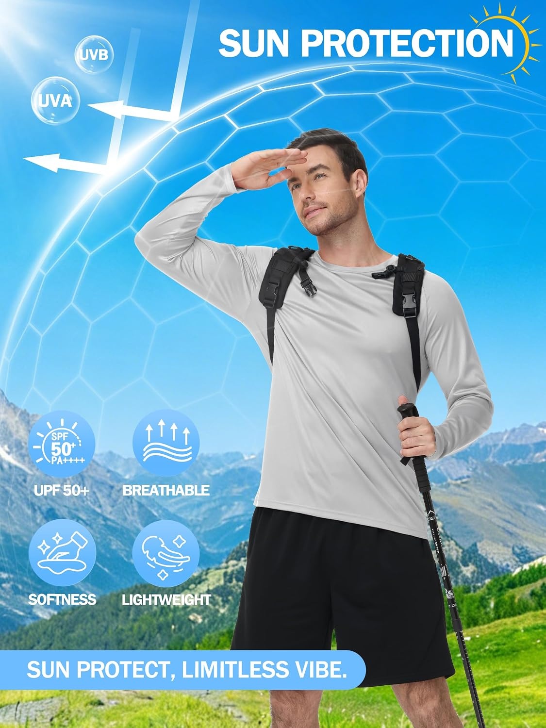 image:imageZITY 5 Pack Long Sleeve Shirts for Men UPF 50 UV Sun Protection Quick Dry Athletic Shirts for Fishing Workout Rash Guard5 Dove Grey