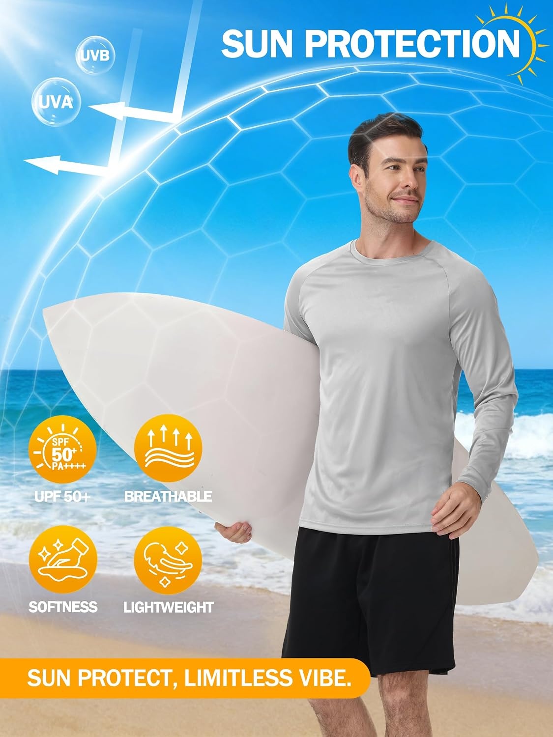 image:imageZITY 5 Pack Long Sleeve Shirts for Men UPF 50 UV Sun Protection Quick Dry Athletic Shirts for Fishing Workout Rash Guard5 Dove Grey