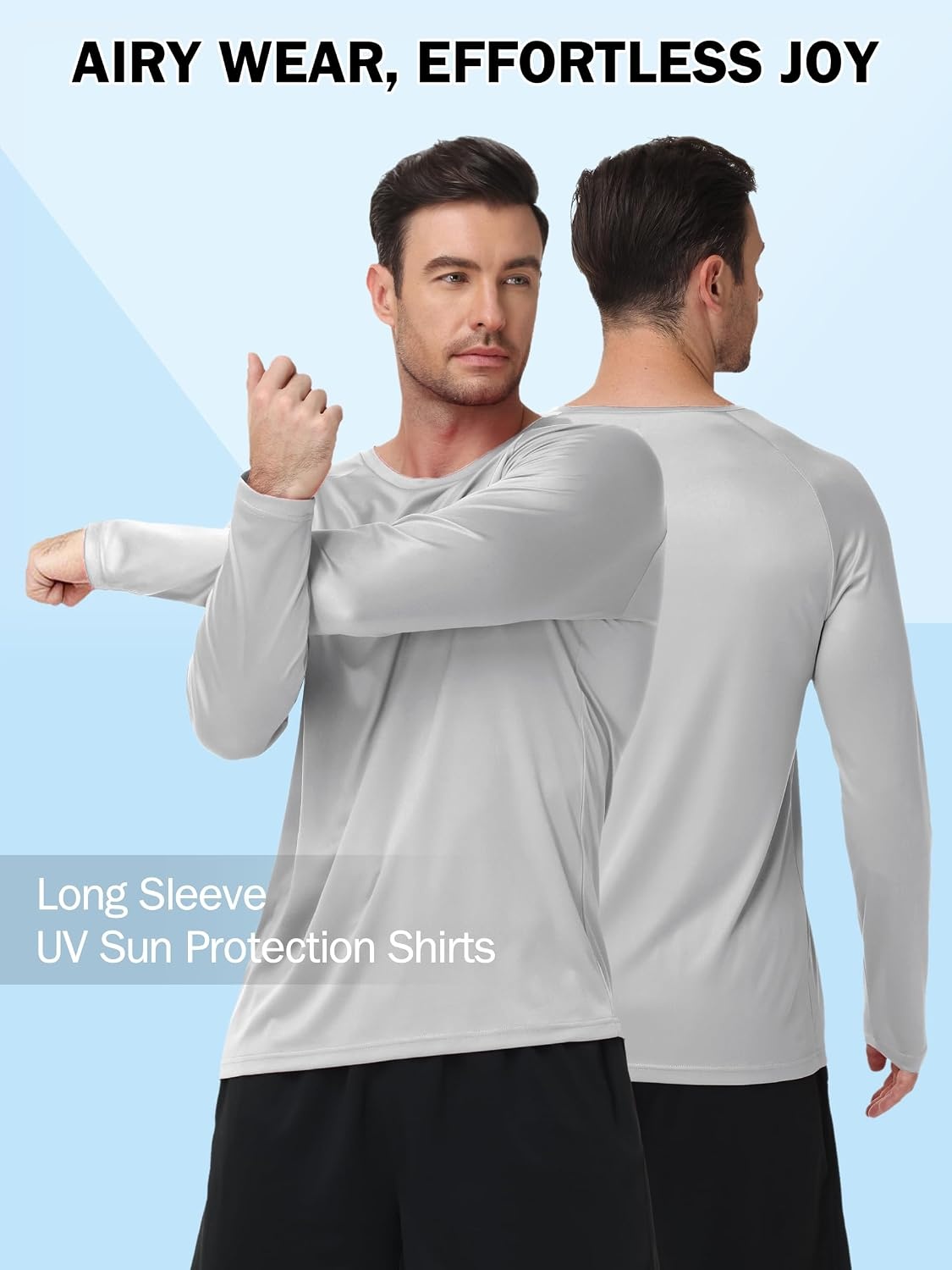 image:imageZITY 5 Pack Long Sleeve Shirts for Men UPF 50 UV Sun Protection Quick Dry Athletic Shirts for Fishing Workout Rash Guard5 Dove Grey