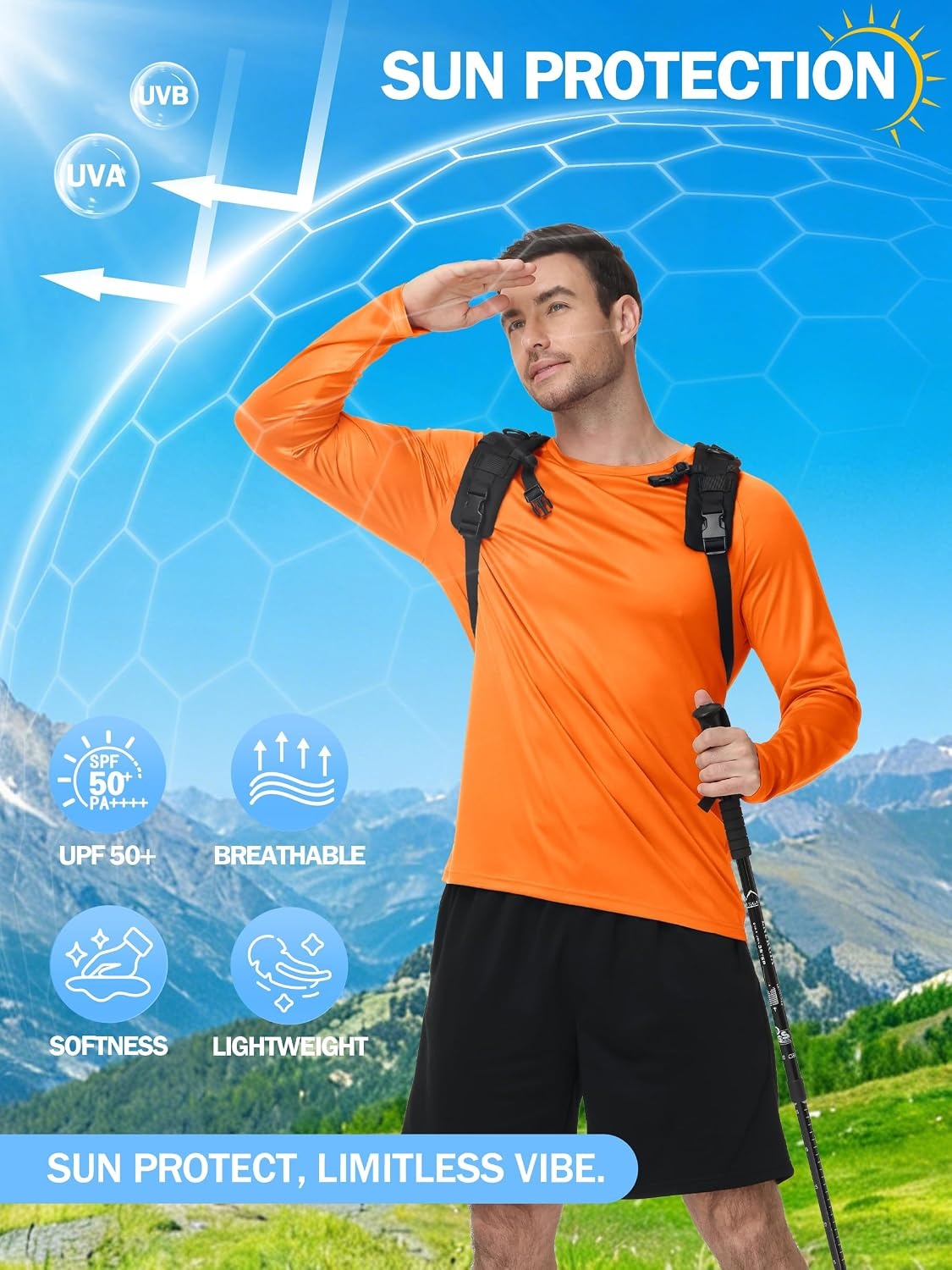 image:imageZITY 5 Pack Long Sleeve Shirts for Men UPF 50 UV Sun Protection Quick Dry Athletic Shirts for Fishing Workout Rash Guard5 Jet Black