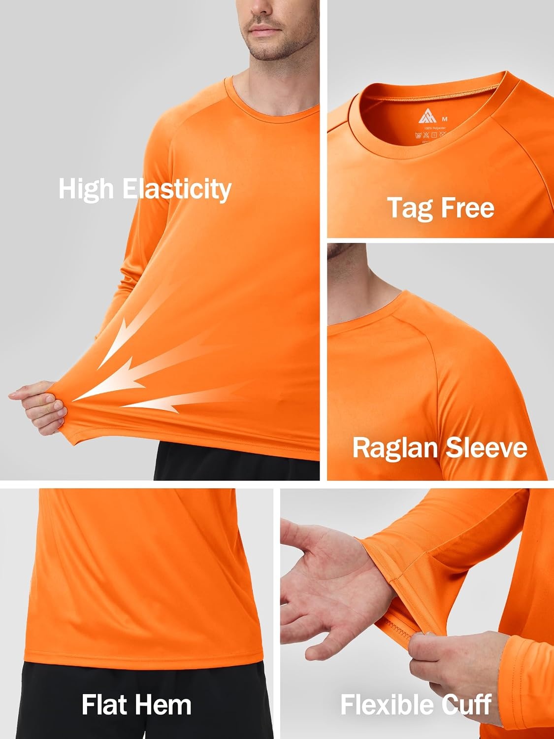 image:imageZITY 5 Pack Long Sleeve Shirts for Men UPF 50 UV Sun Protection Quick Dry Athletic Shirts for Fishing Workout Rash Guard5 Jet Black