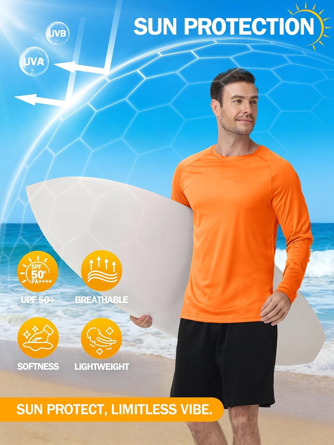 image:imageZITY 5 Pack Long Sleeve Shirts for Men UPF 50 UV Sun Protection Quick Dry Athletic Shirts for Fishing Workout Rash Guard5 Jet Black