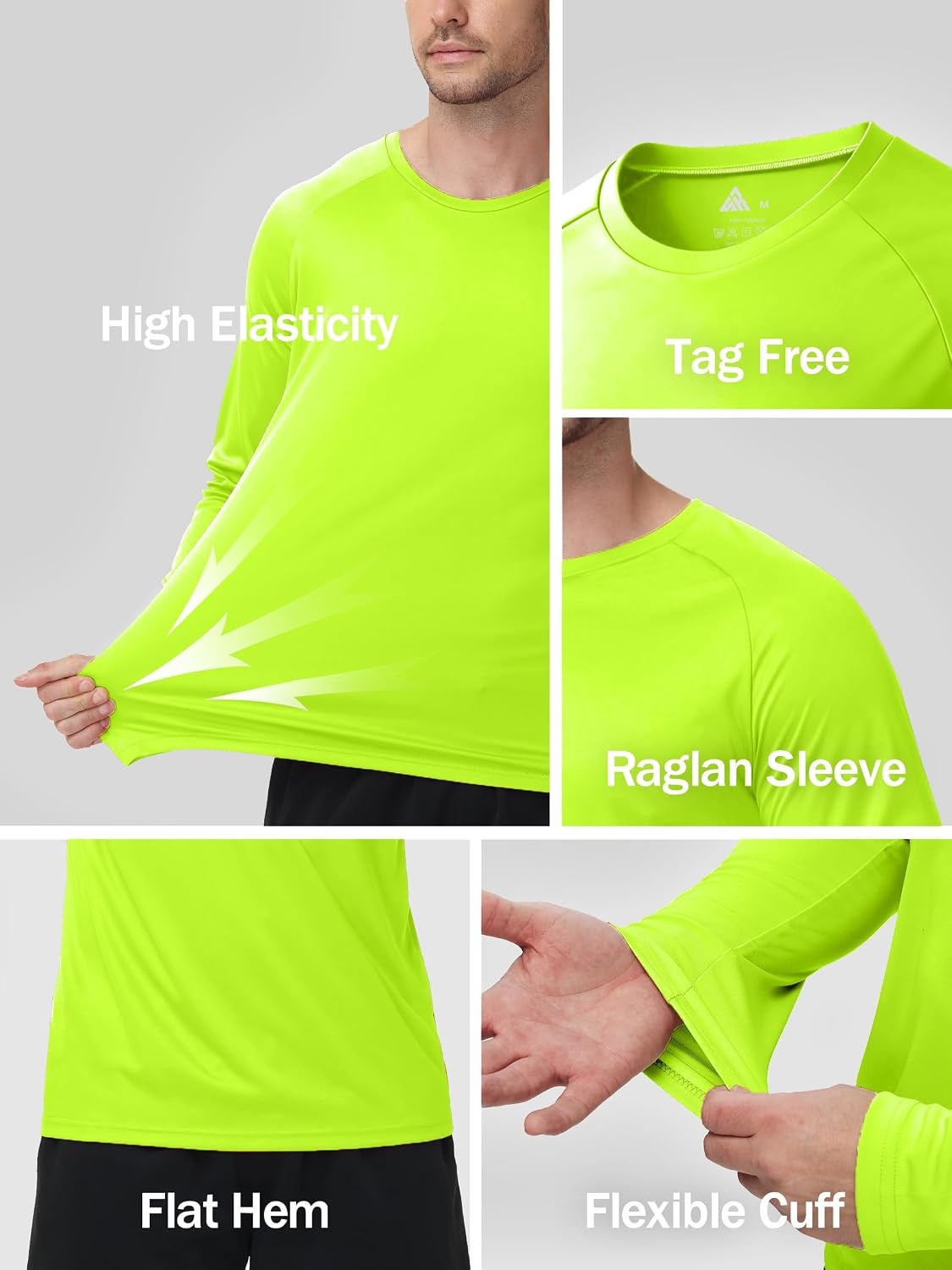 image:imageZITY 5 Pack Long Sleeve Shirts for Men UPF 50 UV Sun Protection Quick Dry Athletic Shirts for Fishing Workout Rash Guard5 Sky Blue