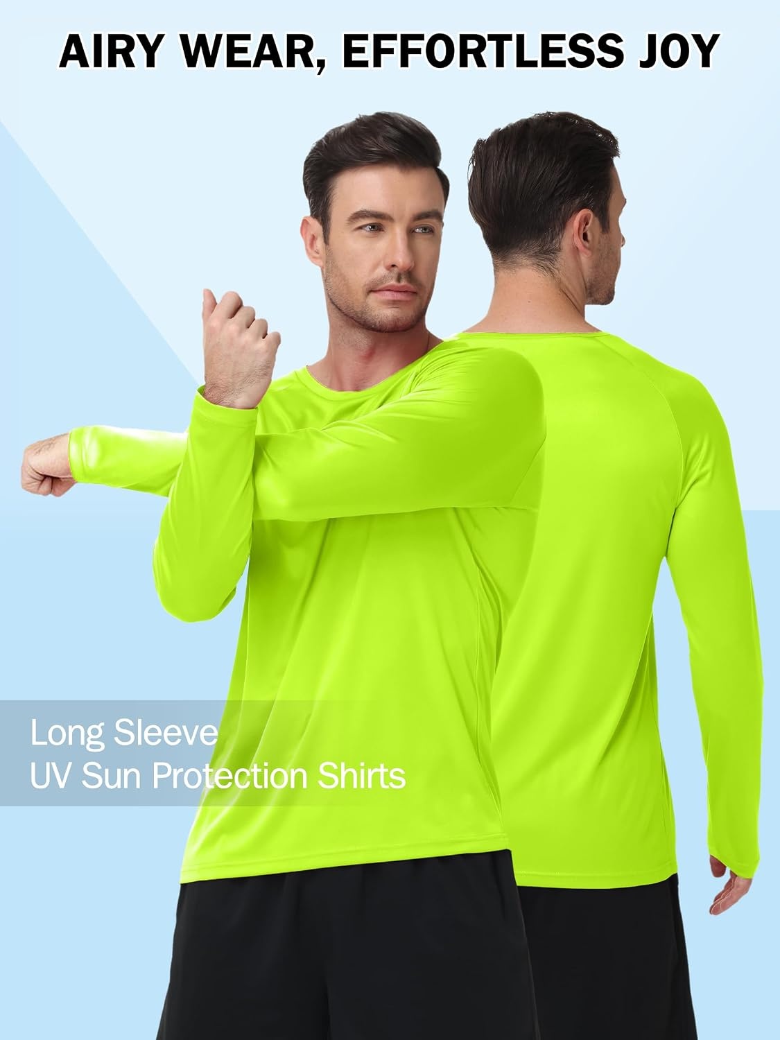 image:imageZITY 5 Pack Long Sleeve Shirts for Men UPF 50 UV Sun Protection Quick Dry Athletic Shirts for Fishing Workout Rash Guard5 Sky Blue