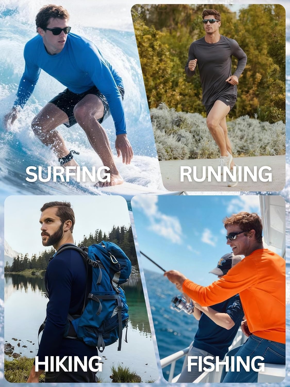 image:imageZITY 5 Pack Long Sleeve Shirts for Men UPF 50 UV Sun Protection Quick Dry Athletic Shirts for Fishing Workout Rash GuardLight BlueWhiteLight GrayCeruleanDark Gray