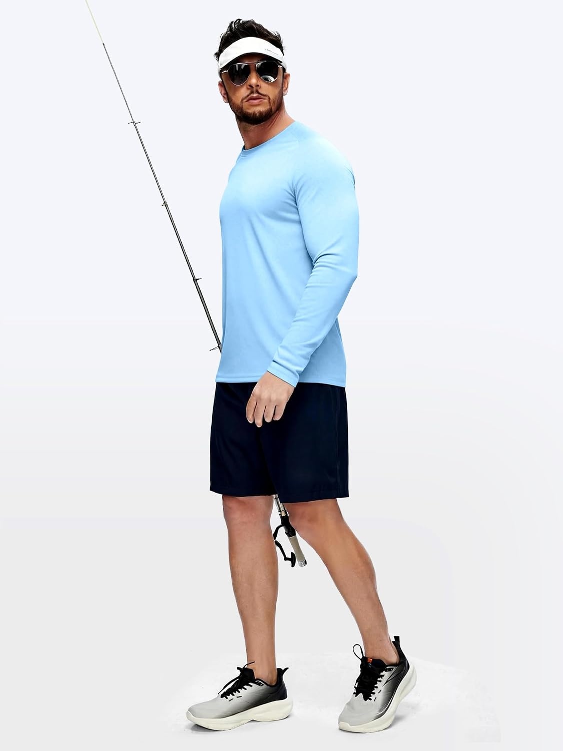 image:imageZITY 5 Pack Long Sleeve Shirts for Men UPF 50 UV Sun Protection Quick Dry Athletic Shirts for Fishing Workout Rash GuardLight BlueWhiteLight GrayCeruleanDark Gray