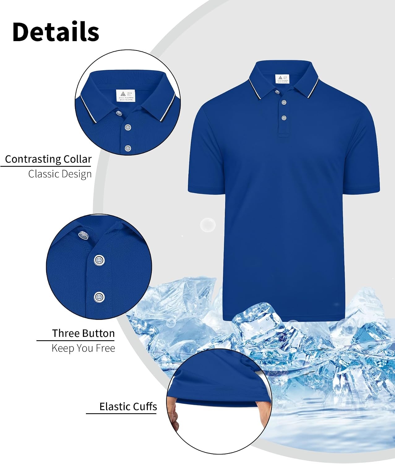 image:imageZITY 5 Pack Mens Polo Shirts Short Sleeve Moisture Wicking Performance Golf Shirt for Men Athletic Casual Collared TShirtBlackNavyRedMoon BlueRoyal Blue
