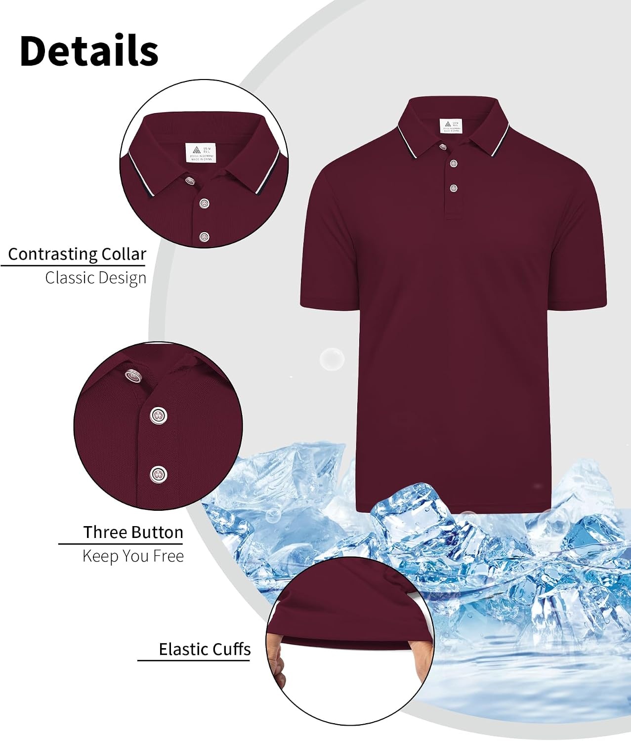 image:imageZITY 5 Pack Mens Polo Shirts Short Sleeve Moisture Wicking Performance Golf Shirt for Men Athletic Casual Collared TShirtBlackRedNavyWhiteMoon Blue