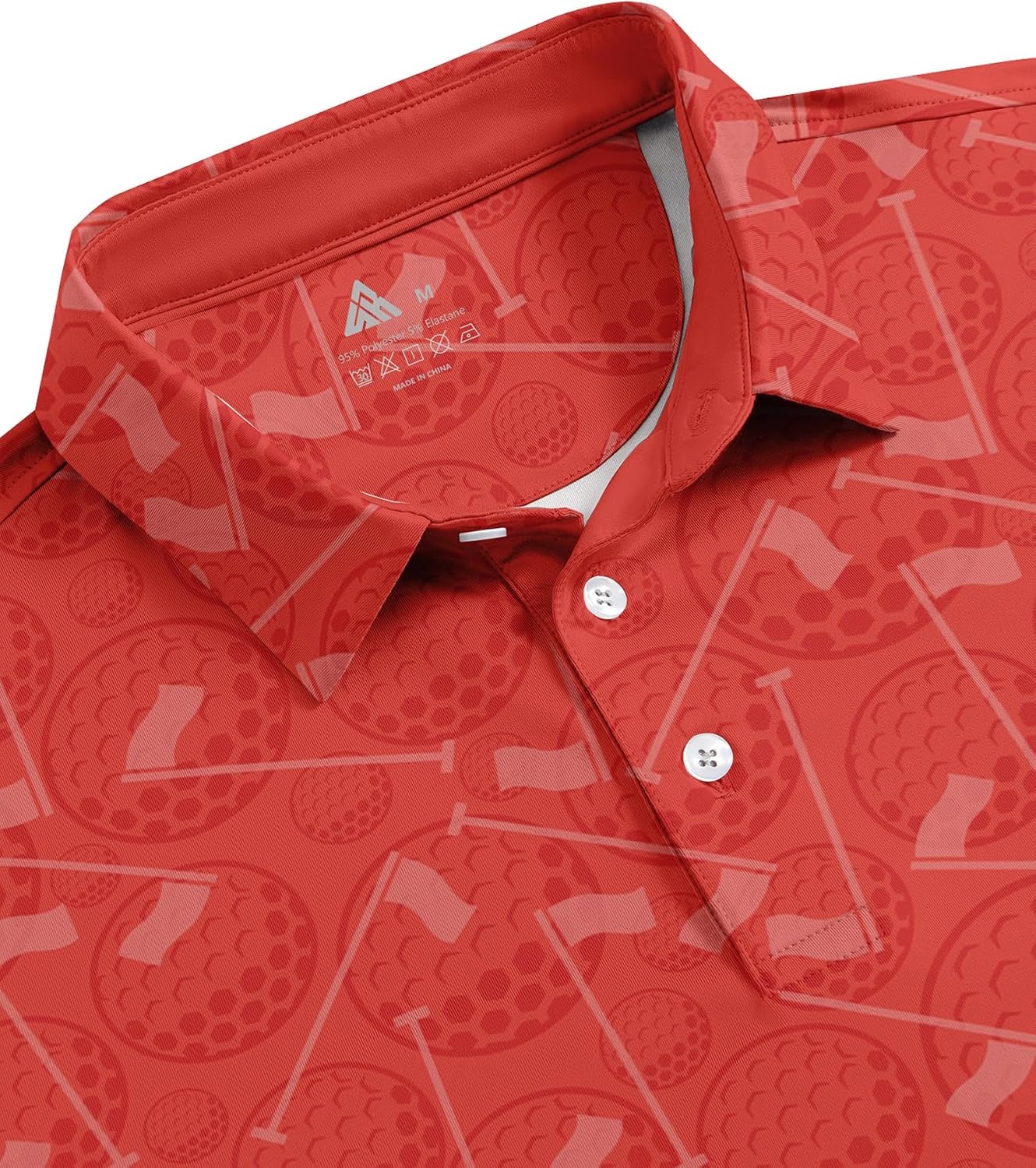 image:imageZITY Golf Shirts for Men Short Sleeve Print Polo Shirt Moisture Wicking Regular Fit Casual Beach PoloOrange Golf Ball