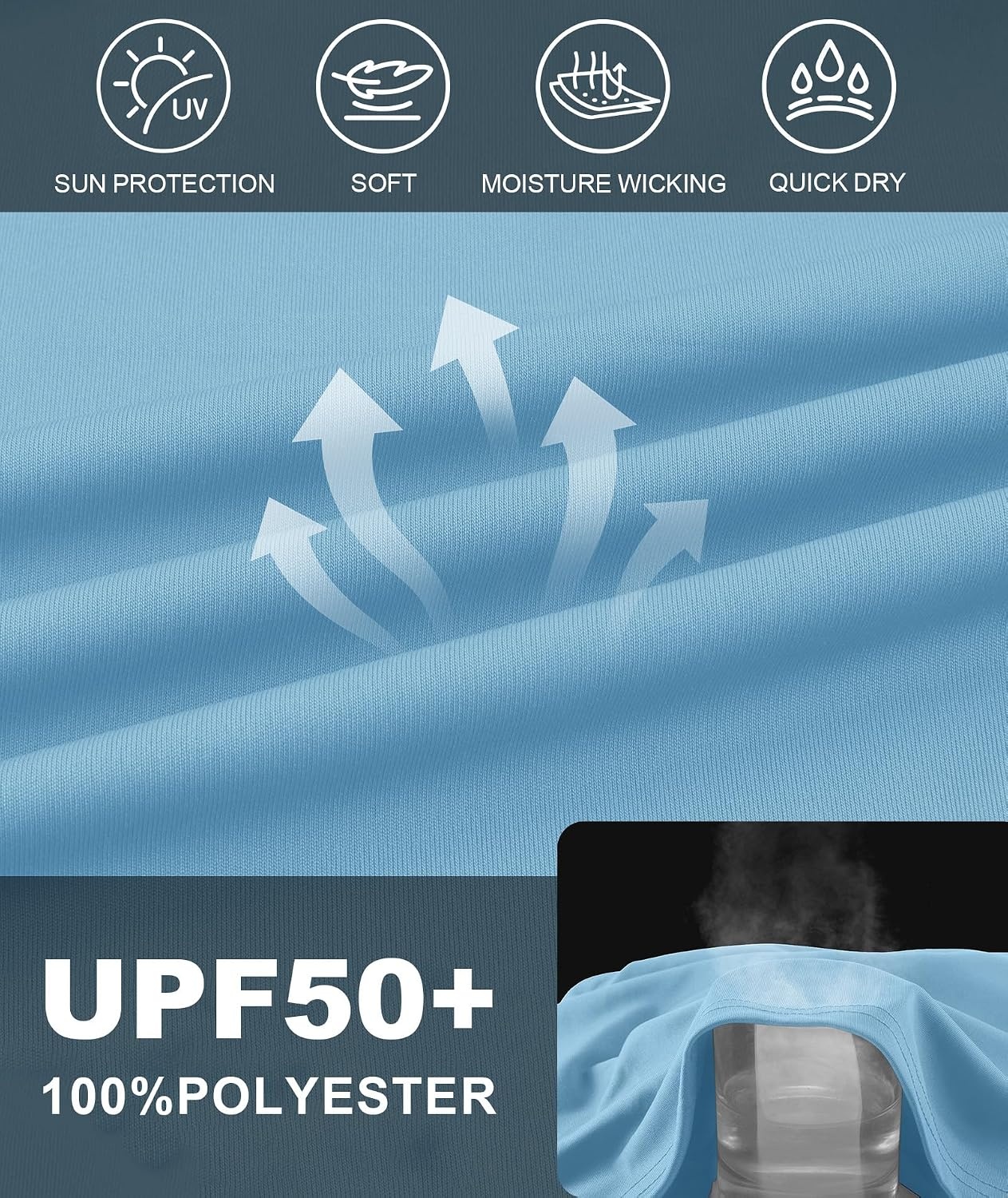 image:imageZITY Hooded Shirts for Men with Face Mask SPF Sun Protection Rash Guard UPF 50 Fishing Shirts for Men Lightweight Quick Dry Moisture Wicking Workout Long Sleeve Shirts for Men with HoodLight Blue