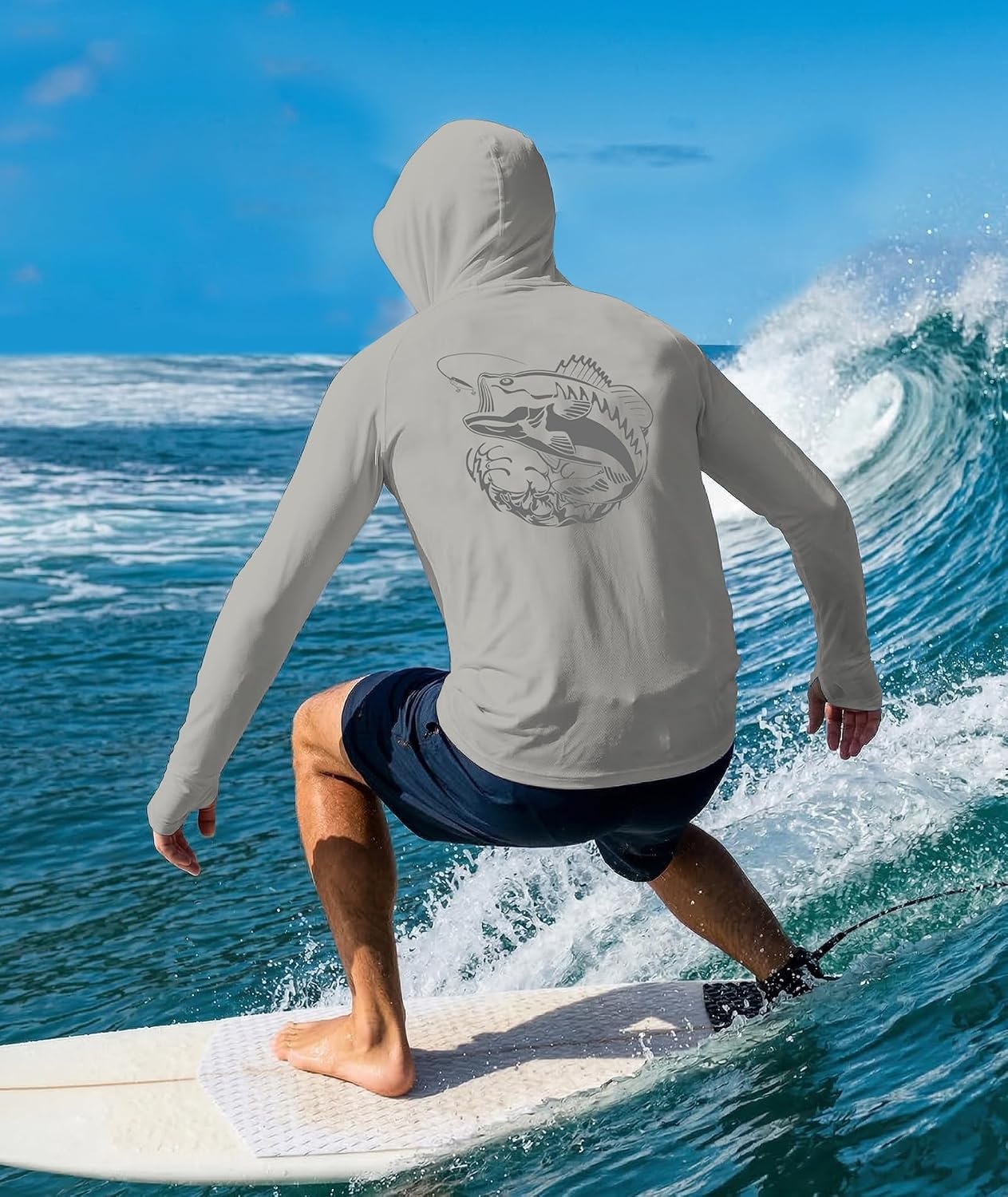 image:imageZITY Hooded Shirts for Men with Face Mask SPF Sun Protection Rash Guard UPF 50 Fishing Shirts for Men Lightweight Quick Dry Moisture Wicking Workout Long Sleeve Shirts for Men with HoodGrey